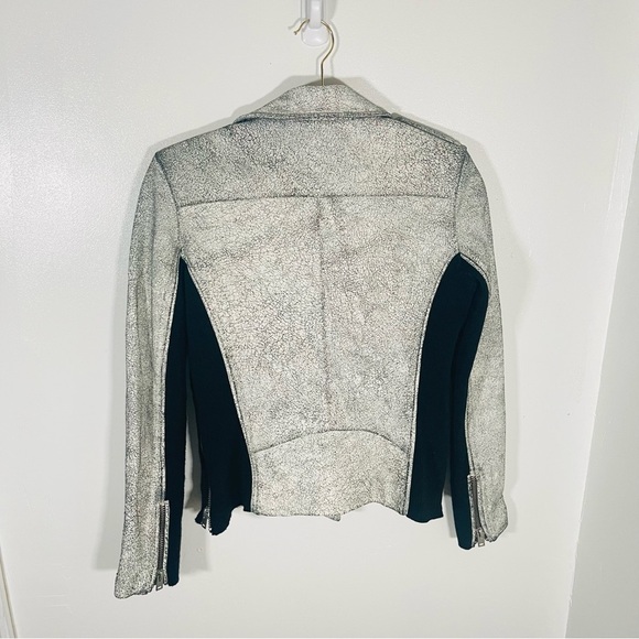 IRO Ilaria Ribbed Distressed Lamb Leather Biker Jacket Off-white Size 8 - Picture 11 of 15